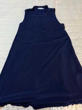 Annalee + Hope Navy Sleeveless Midi Dress with Ruffle Trim